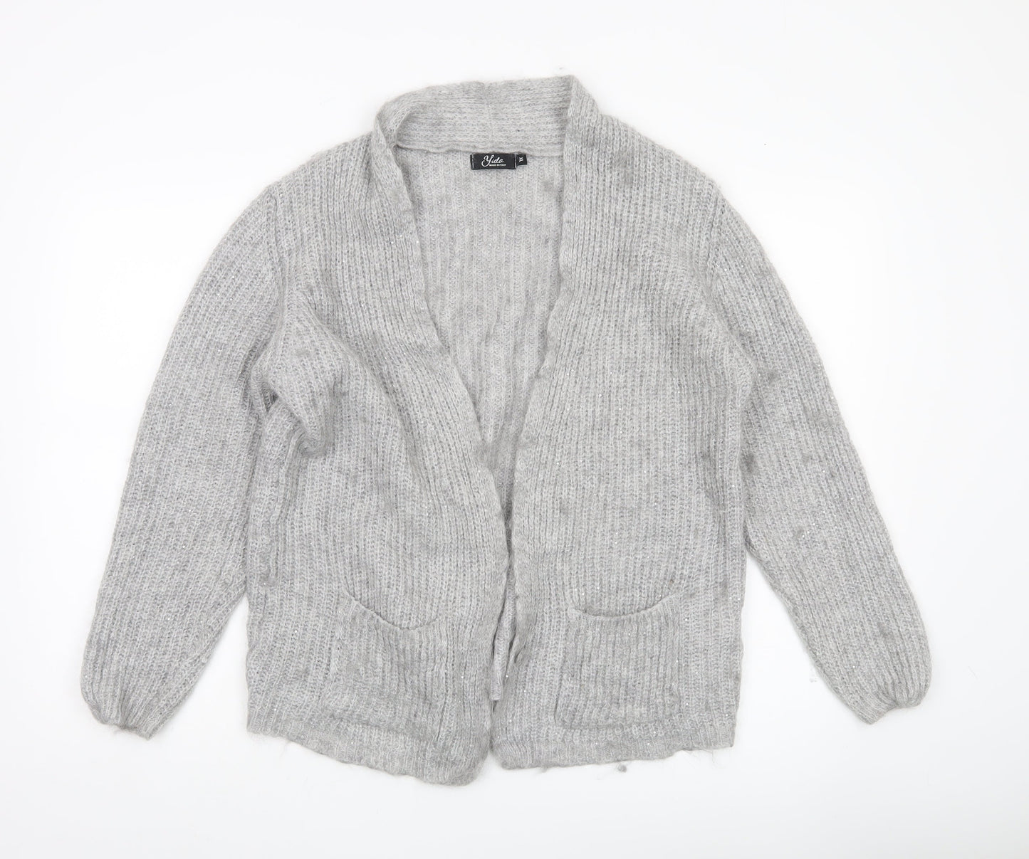 Yida Women’s Grey XL Chunky Knit Open Cardigan with Pockets