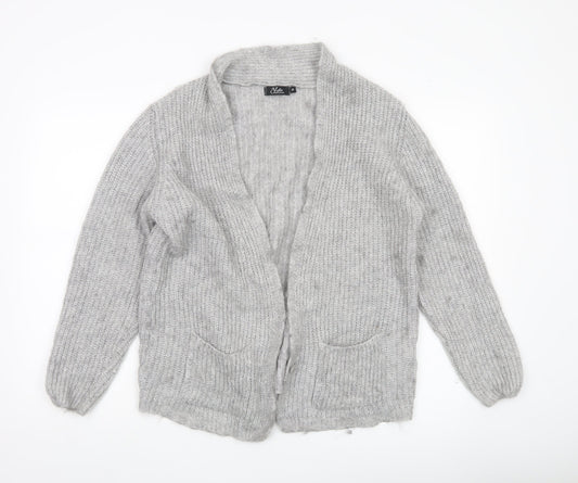 Yida Women’s Grey XL Chunky Knit Open Cardigan with Pockets
