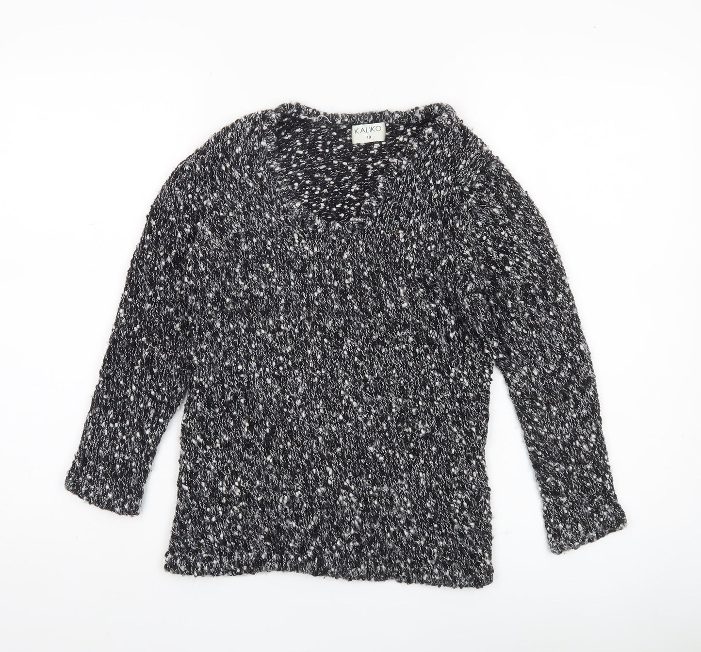 Kaliko Womens Black Knit Chunky Pullover Jumper Size 10
