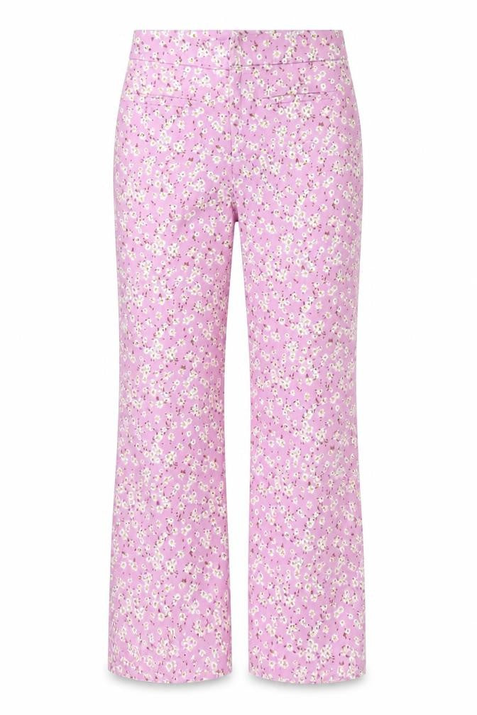 Zara Womens Pink Floral Cotton Slim Trousers Size 8