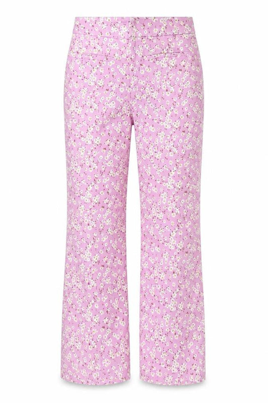 Zara Womens Pink Floral Cotton Slim Trousers Size 8