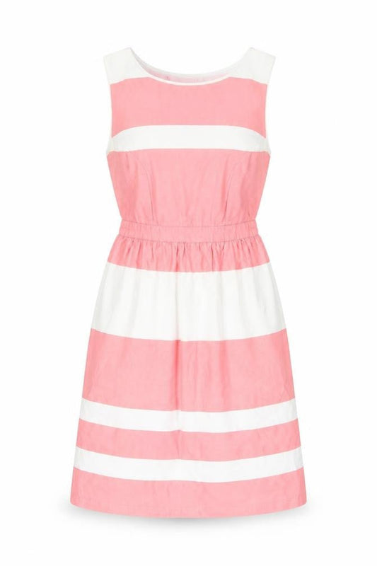 FatFace Women’s Pink White Striped Cotton A-Line Dress Size 8
