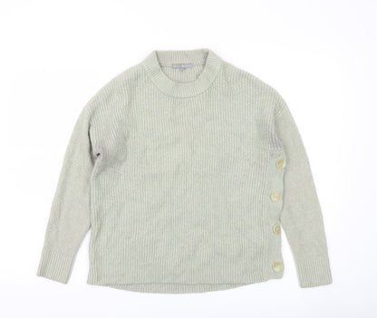 Oliver Bonas Womens Grey Size 10 Crew Neck Button Jumper
