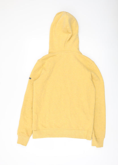 Superdry Womens Yellow Pullover Hoodie Size 8 Logo Print