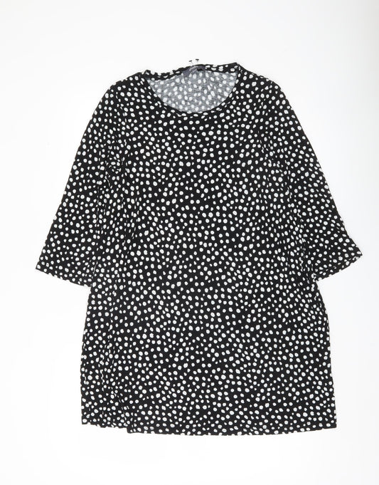 Studio Womens Black Polka Dot Tunic Blouse Size 12 Viscose 3/4 Sleeve