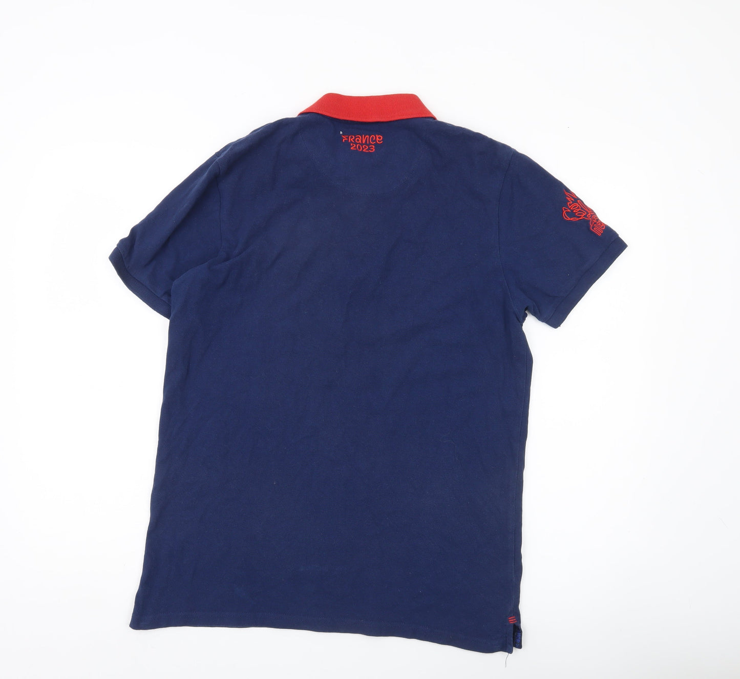 Rugby World Cup France 2023 Men’s Blue Polo Shirt L Cotton