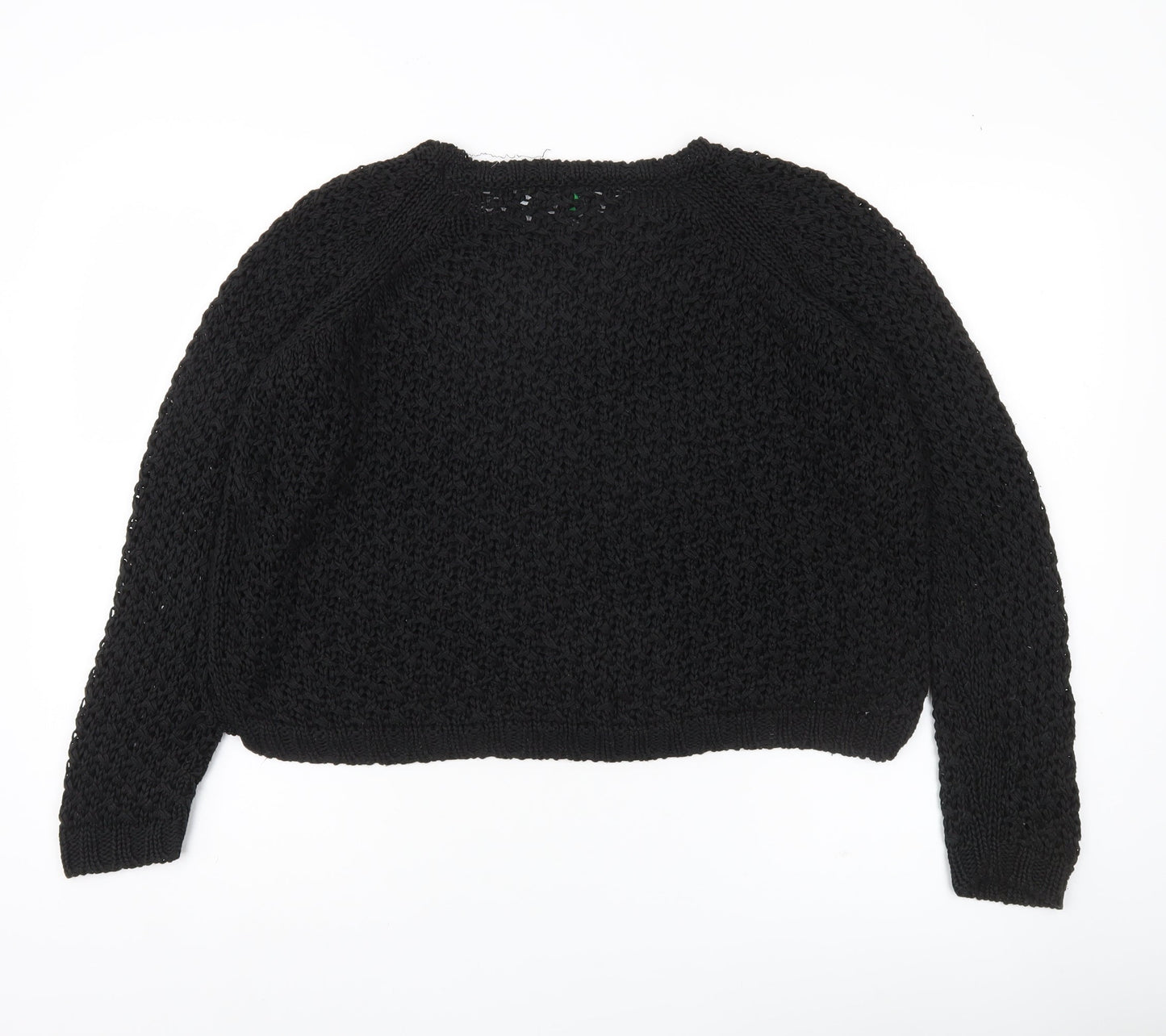 United Colors of Benetton Women's Black Chunky Knit Pullover Jumper Size M