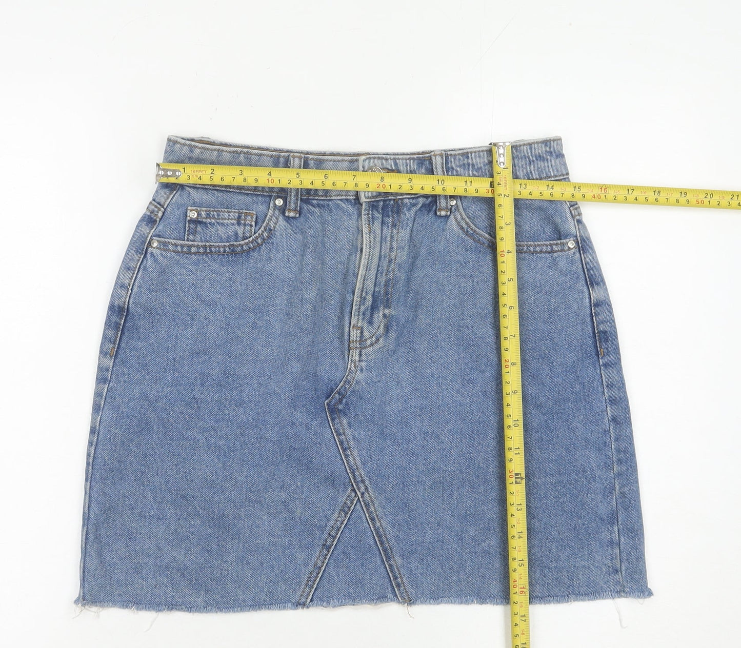 Denim Co Women Blue Size 12 High Rise Short Denim Skirt