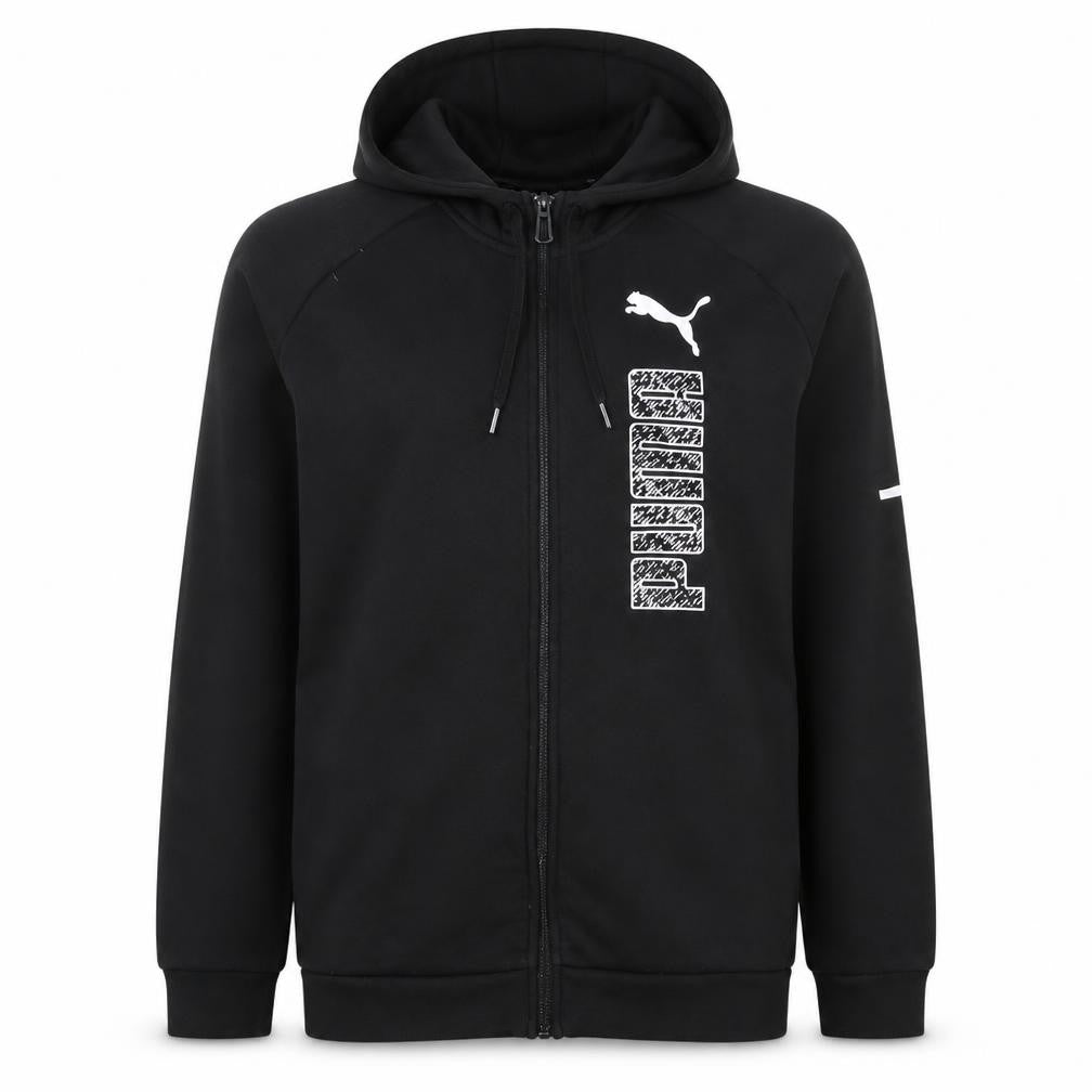 Puma Men’s Black Hoodie Full Zip Sports Logo Medium