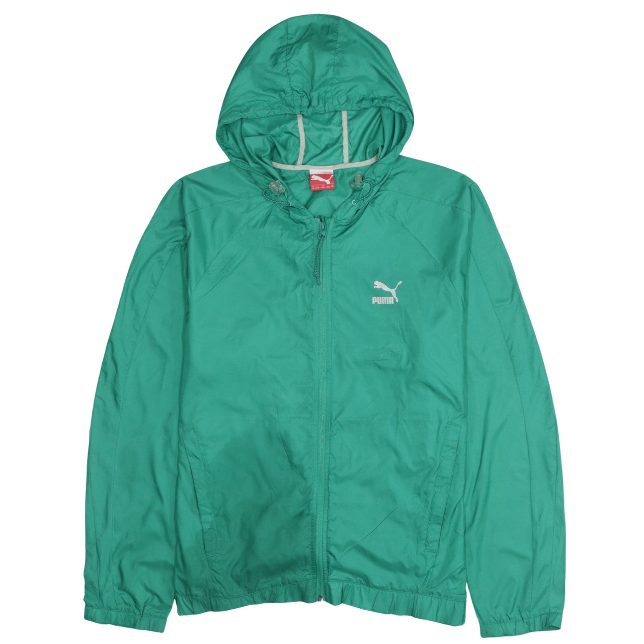 Puma Men's Green M Windbreaker Jacket Hooded Full Zip Polyester
