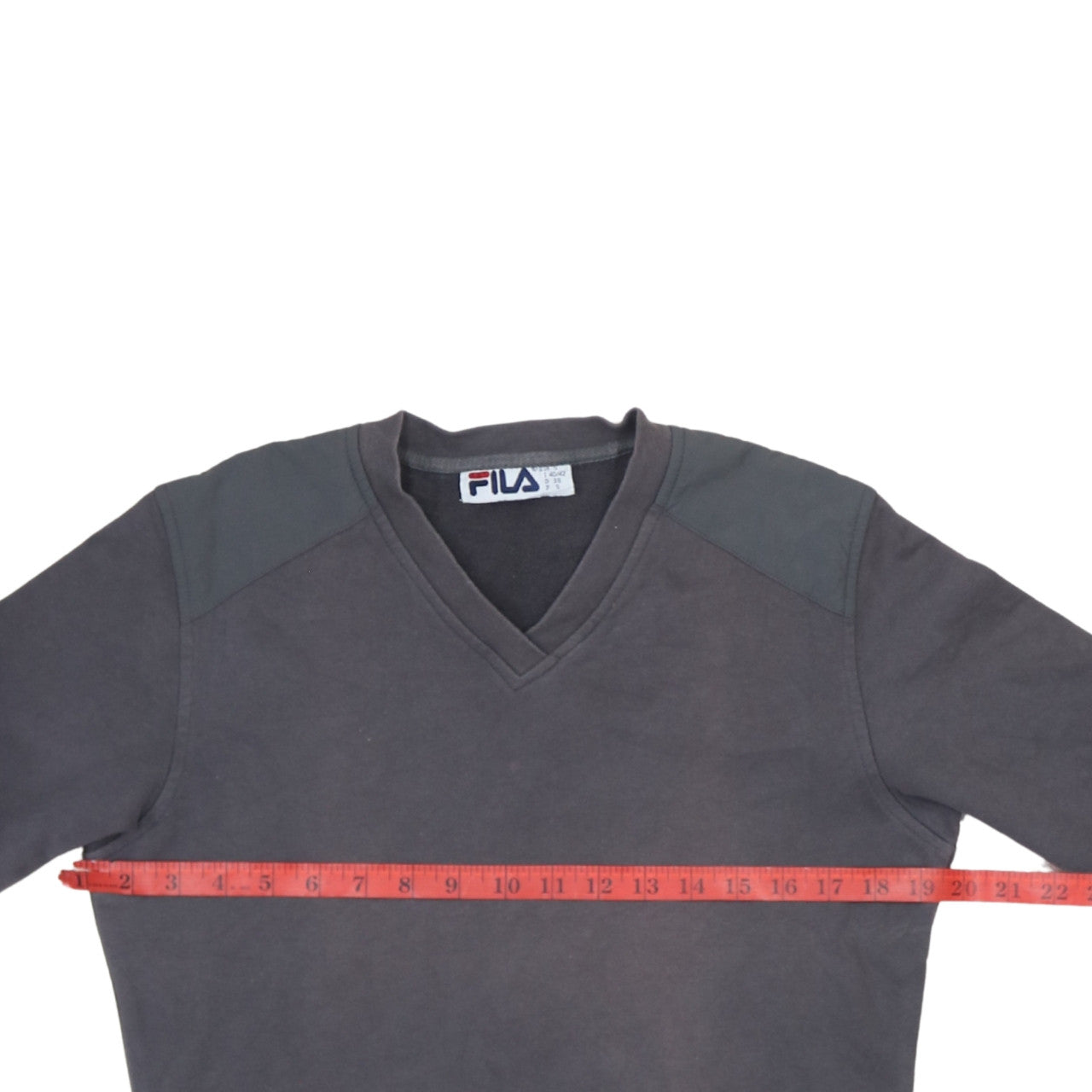 Fila Womens Black V-Neck Sweatshirt Size S Long Sleeve Cotton Blend