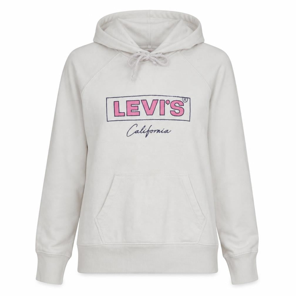 Levi's Women's White XS Pullover Hoodie Logo Print Raglan