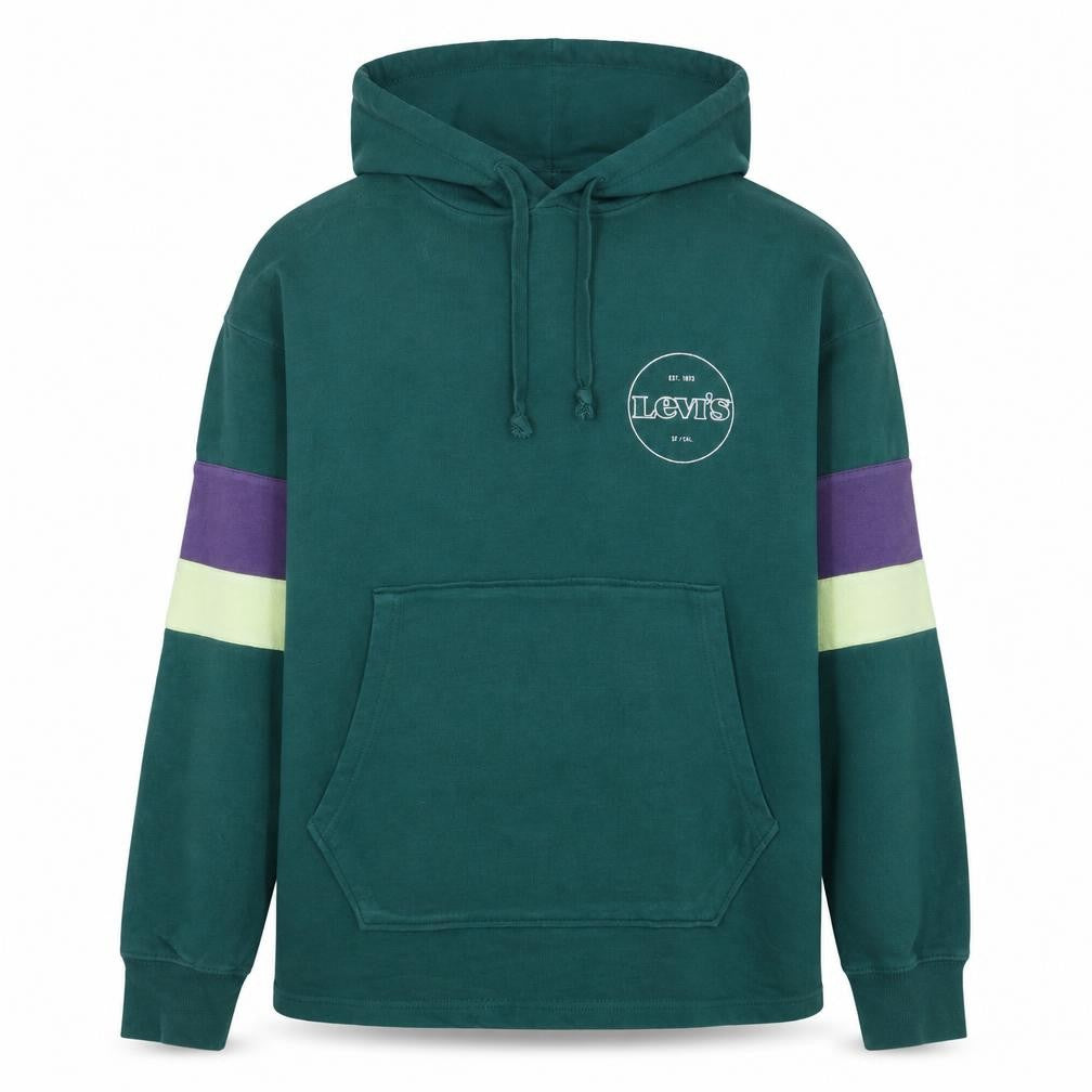 Levi's Men's Green Pullover Hoodie Small Relaxed Fit Logo