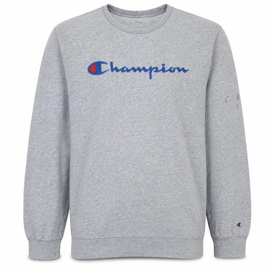 Champion Men’s Grey Pullover Sweatshirt L Logo Print Cotton