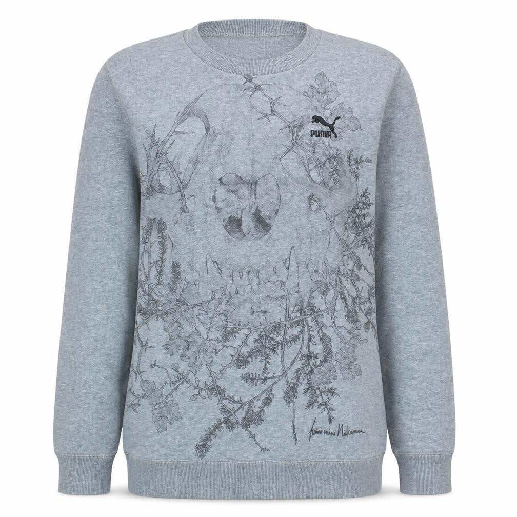 Puma Unisex Adults Grey Crew Neck Graphic Sweatshirt Size M