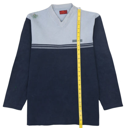 Back view of Lee Cooper men’s blue v-neck pullover sweatshirt, size M, regular fit