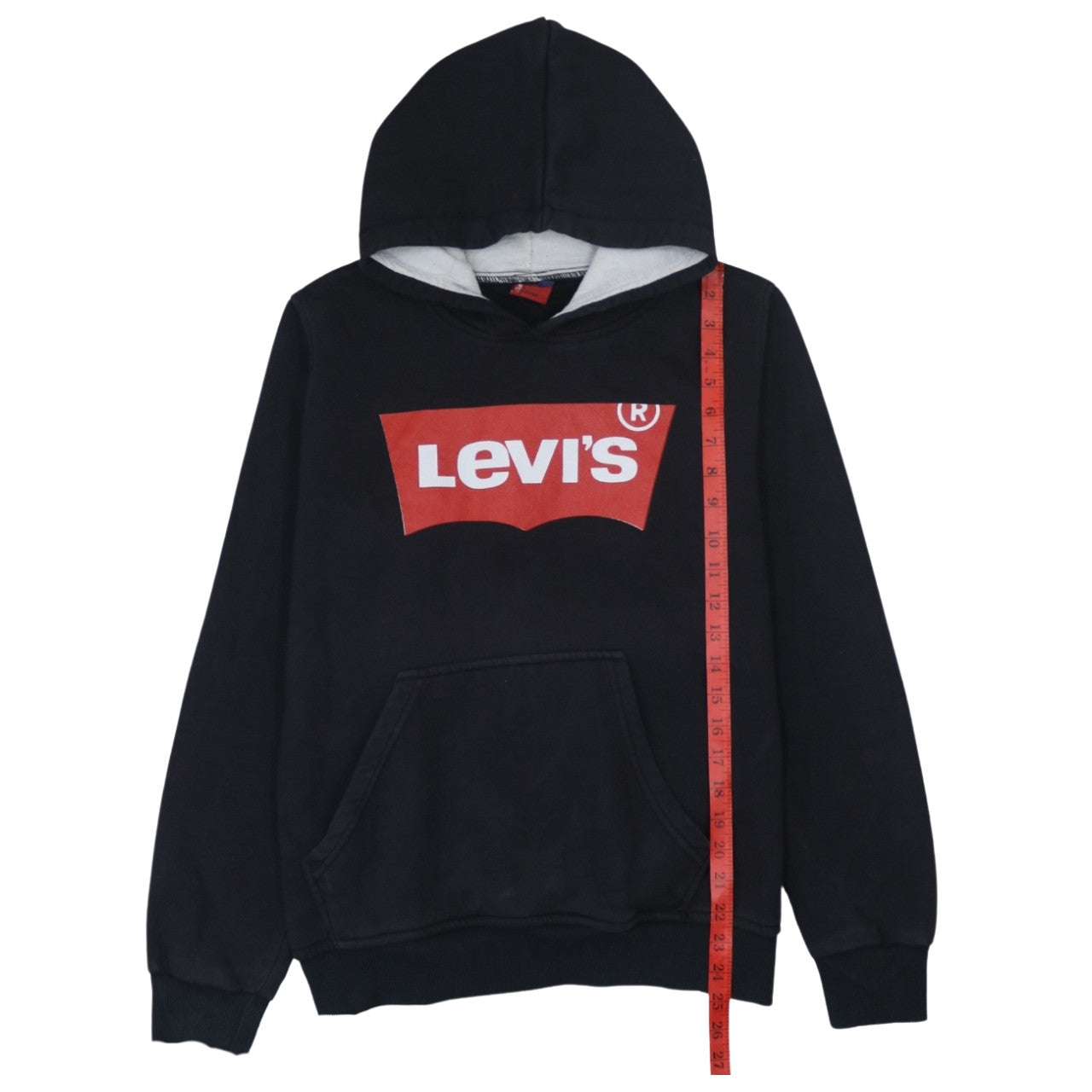Levi's Boys Black Hoodie Pullover Logo Print 10 Years Fleece Sweatshirt