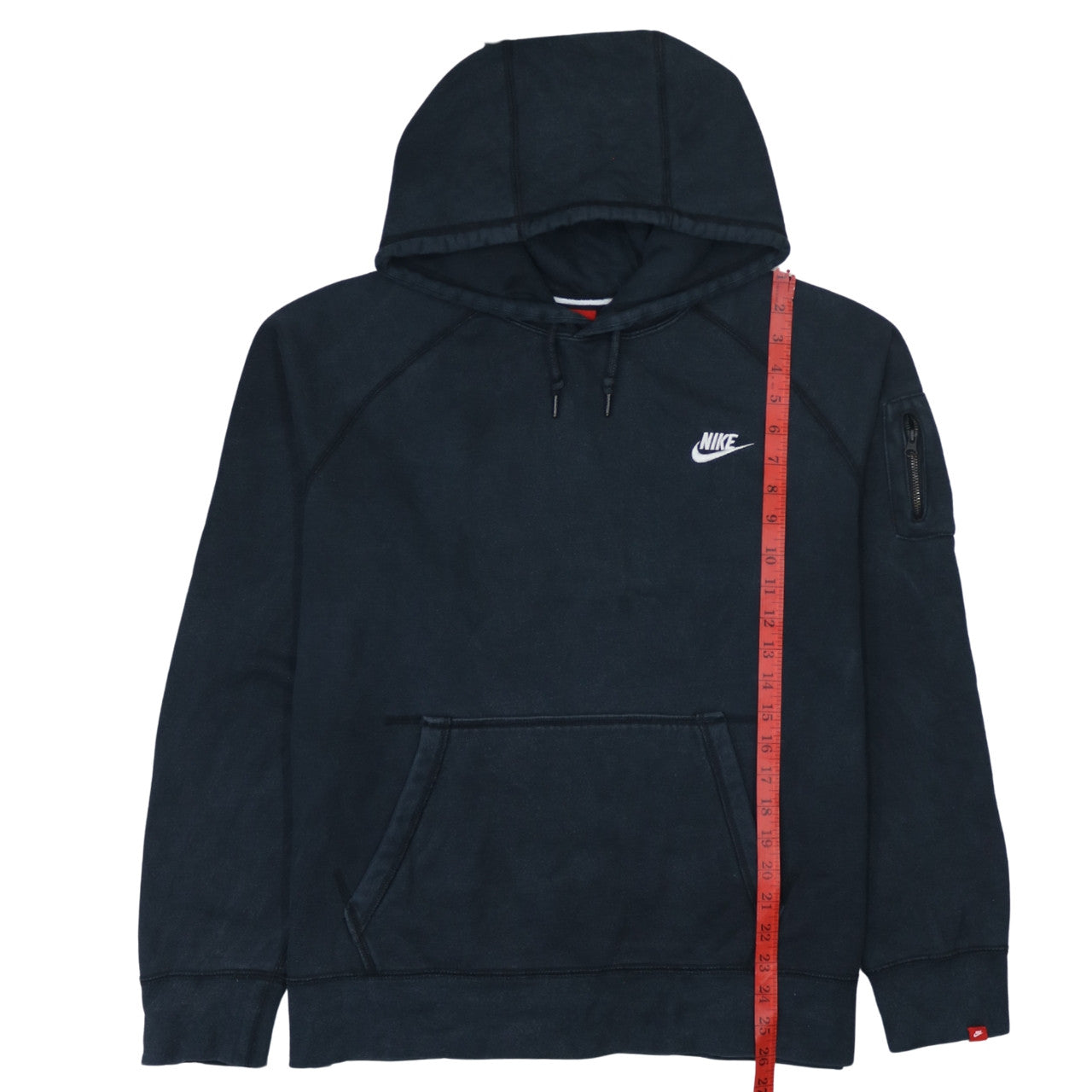 Nike Mens Black Pullover Hoodie L Logo Pocket Fleece Hooded Sweatshirt
