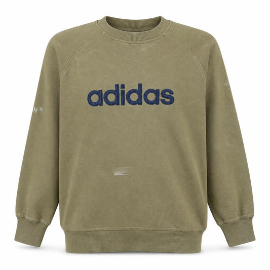 Adidas Boys Green Pullover Sweatshirt 14-15 Years Crew Neck Logo Jumper