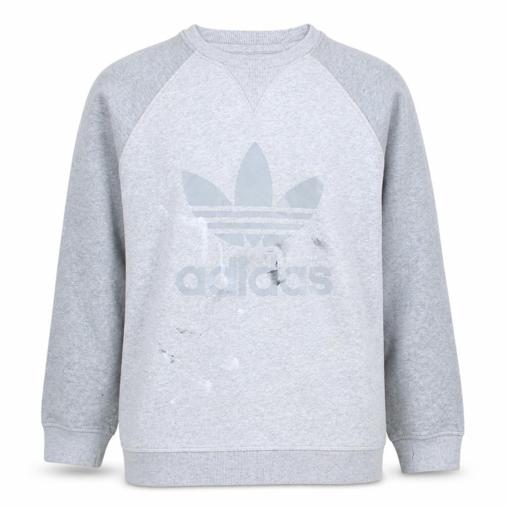 Adidas Men’s Grey Logo Sweatshirt L Pullover Crew Neck Sportswear