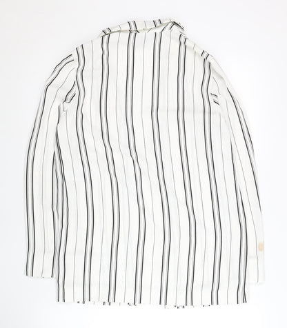 New Look Women White Striped Suit Jacket Size 6 Regular Fit