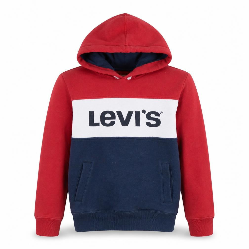 Levi's Boys Red Colourblock Pullover Hoodie Size 12 Years Cotton Blend