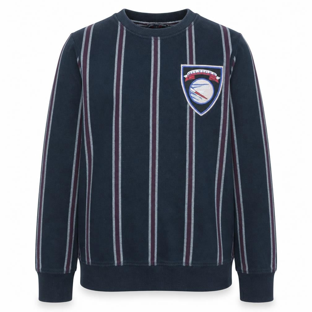 Tommy Hilfiger Men's Blue Striped Crew Neck Sweatshirt S