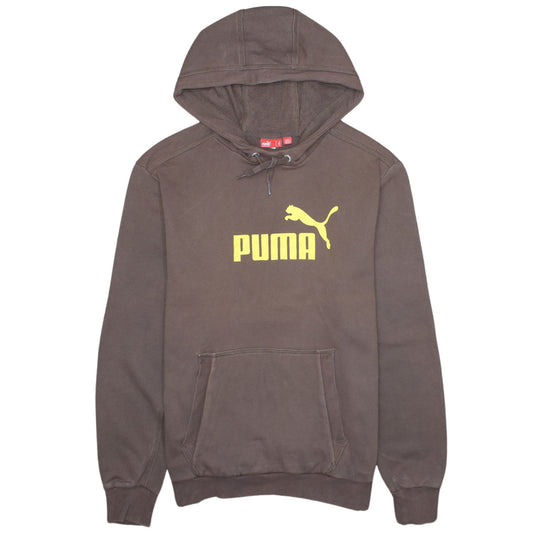Puma Men's Brown Pullover Hoodie M Logo Sportswear Cotton Blend