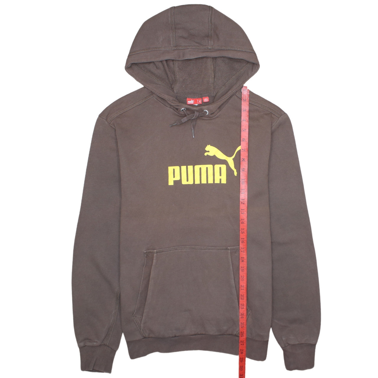 Puma Men's Brown Pullover Hoodie M Logo Sportswear Cotton Blend