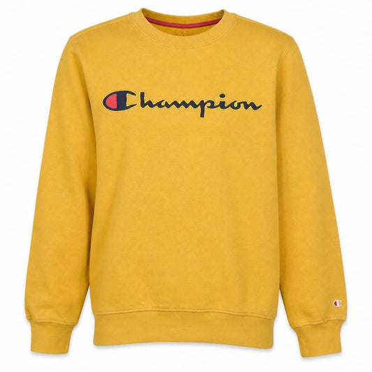 Champion Men's Yellow Small Pullover Sweatshirt Logo Fleece
