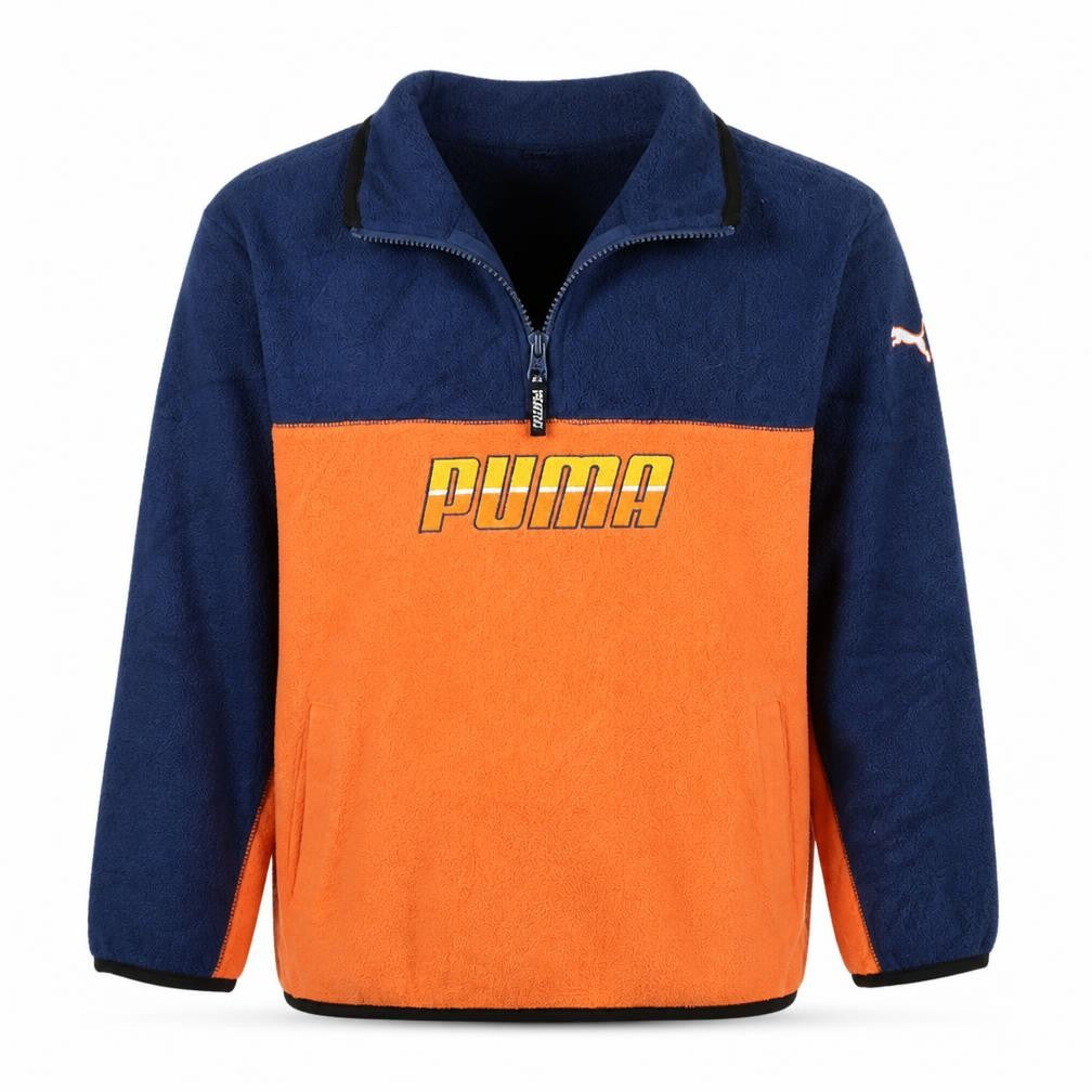 Puma Boys Blue Orange Fleece 1/4 Zip Sweatshirt Age 7-8 Years