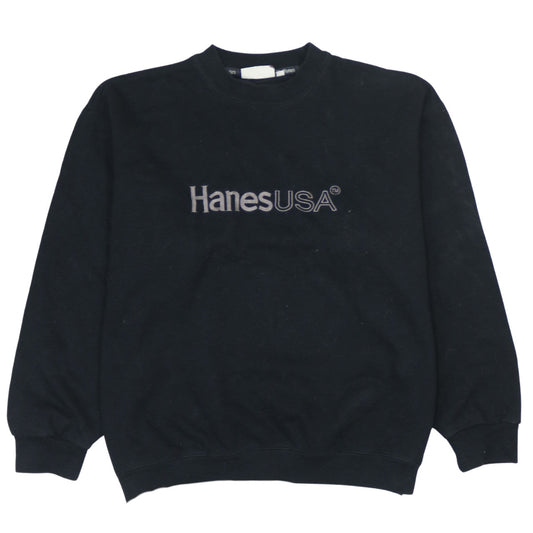 Hanes USA Men’s Black XL Crew Neck Pullover Sweatshirt Embroidered