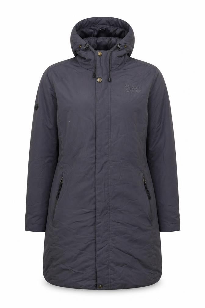 North Ridge Womens Grey Size 8 Long Hooded Down Puffer Coat