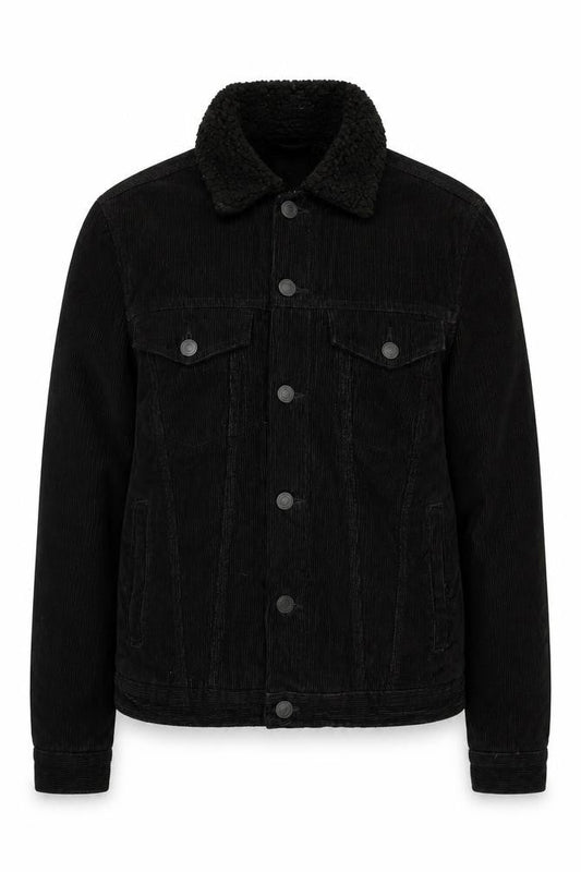 New Look Women Black Corduroy Jacket S Collared Lined Casual