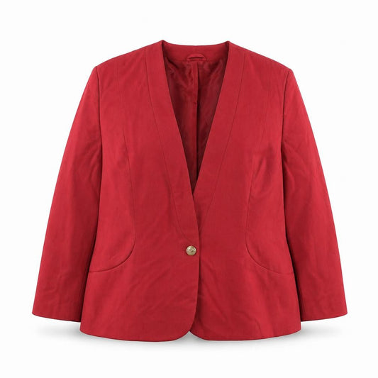 St Bernard Womens Red Size 20 Regular Fit Single Breasted Blazer