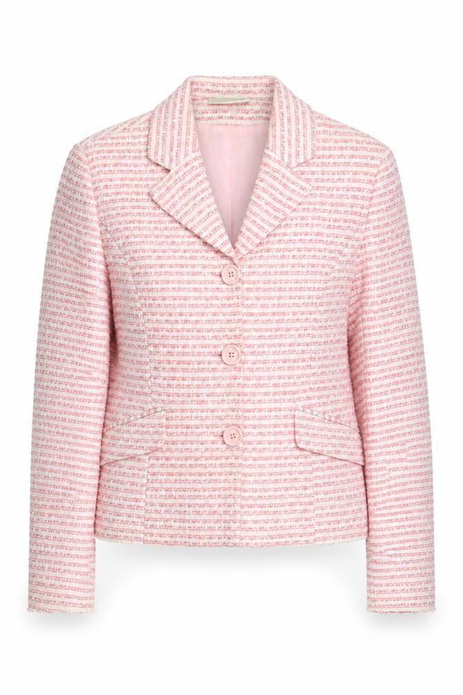 Todays Woman Womens Pink Bouclé Suit Jacket UK 10 Single Breasted