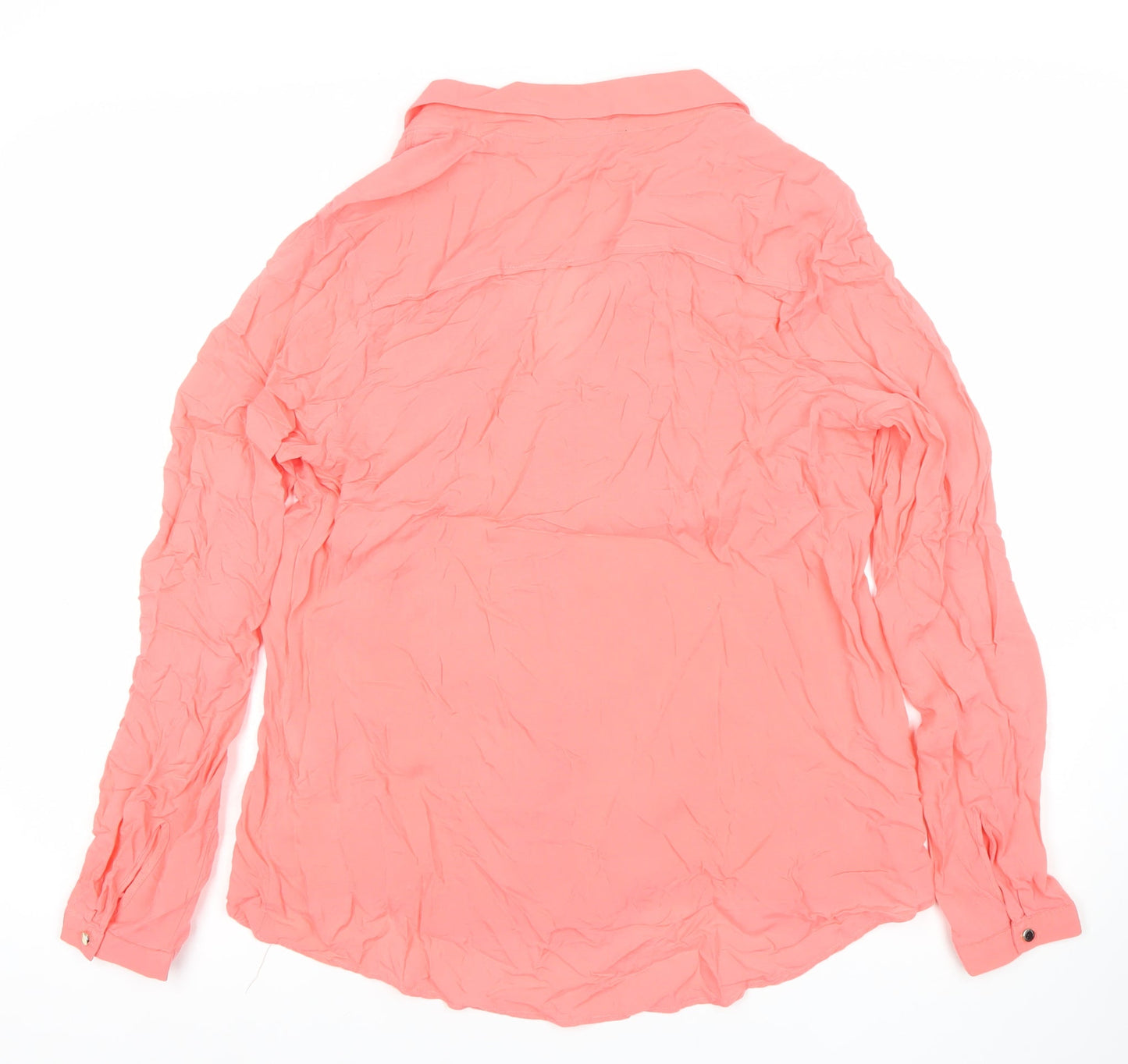 Oasis Women’s Pink Button-Up Shirt Size 14 Long Sleeve Viscose