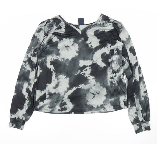 Luxzuz Women’s Multicoloured Tie Dye V-Neck Long Sleeve Tunic Blouse Size M
