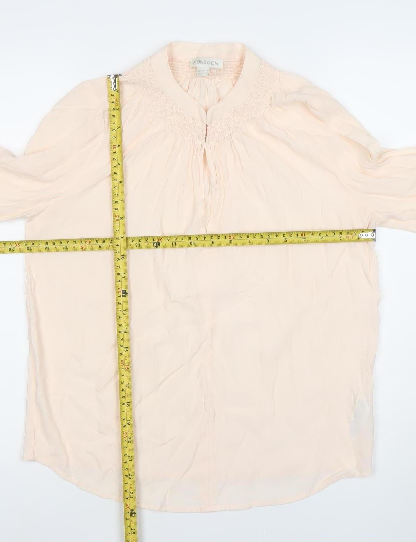 Monsoon Women’s Beige Long Sleeve Tunic Blouse Size 12 Viscose