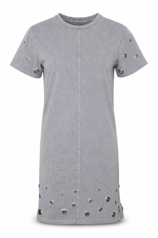 Label Lab Women’s Grey Size 8 Studded T-Shirt Dress Short Sleeve