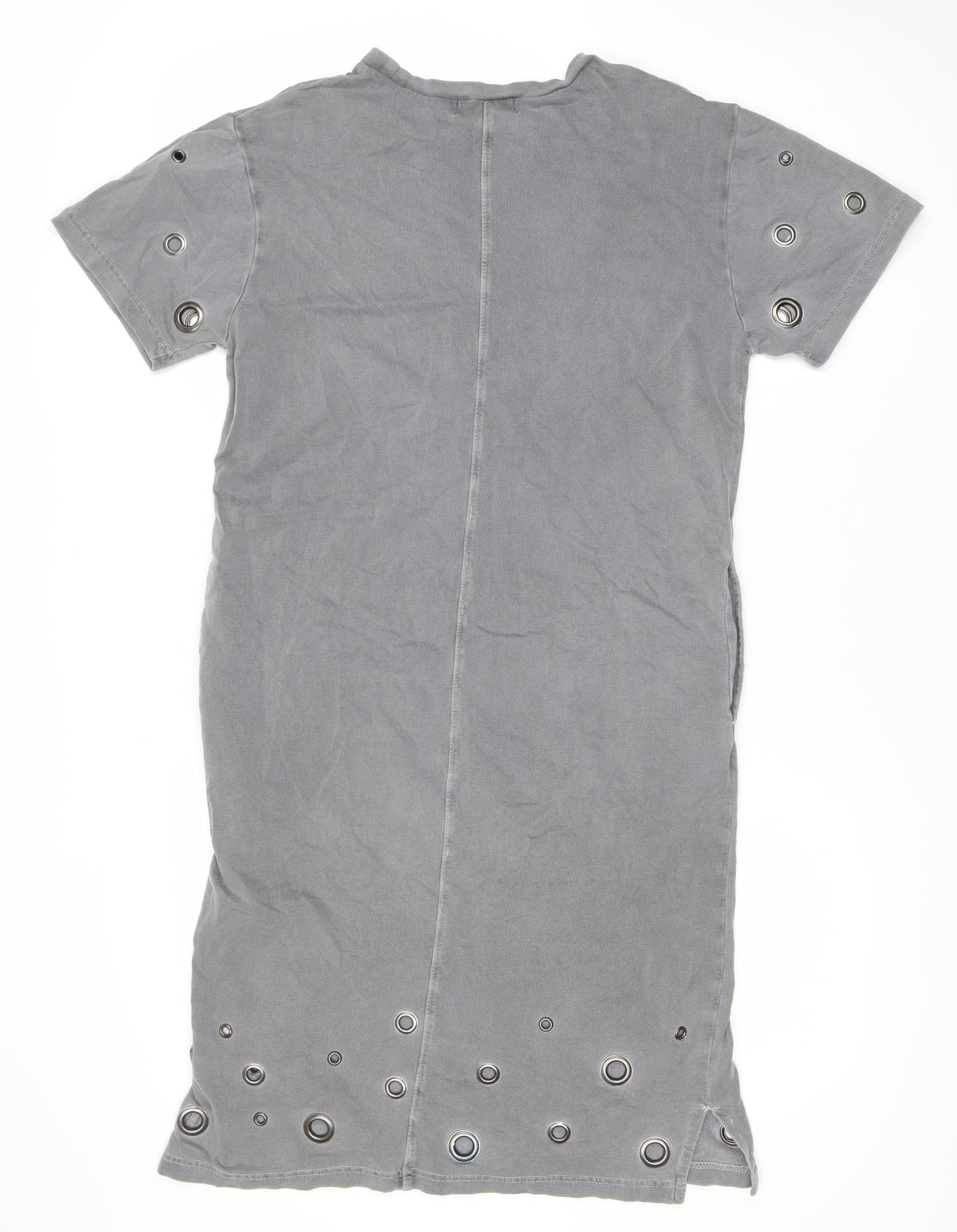 Label Lab Women’s Grey Size 8 Studded T-Shirt Dress Short Sleeve
