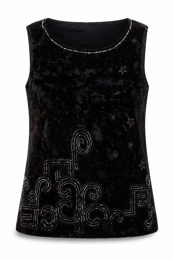 Liz Claiborne Women’s Black Velvet Beaded Tunic Blouse Size 10