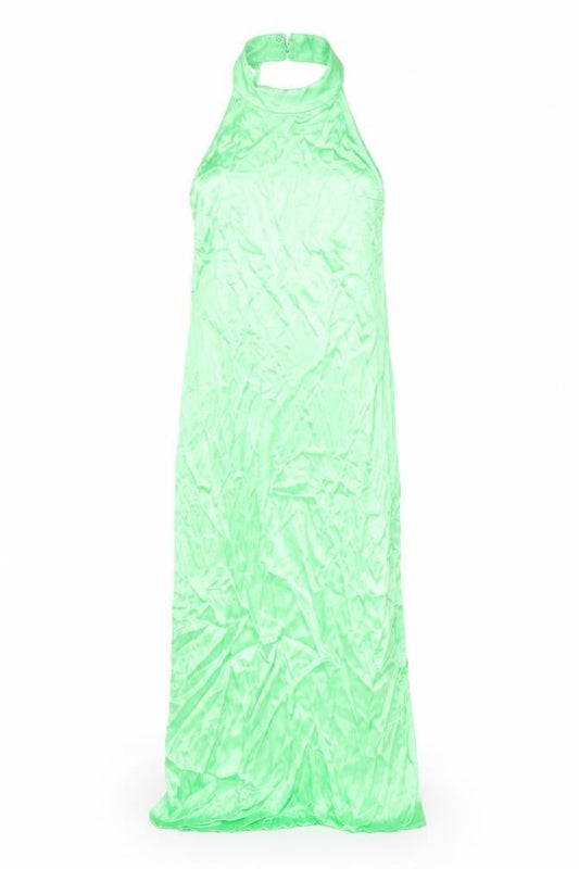 Zara Women Green Halter Neck Long Slip Dress Size 2 Viscose