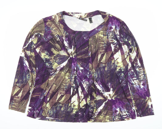 Punt Roma Womens Multicoloured XL Tunic Blouse Long Sleeve Scoop Neck