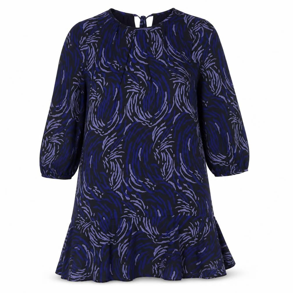 Whistles Women’s Black Purple Shift Dress Size 8 Geometric 3/4 Sleeve