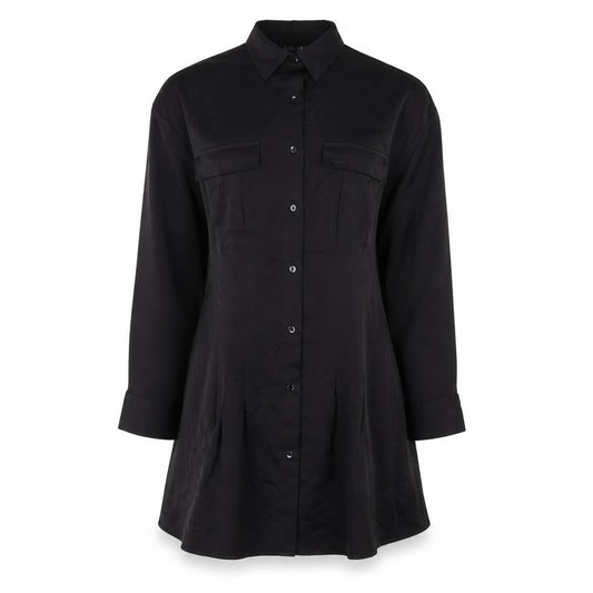 LUC-CE Women’s Black Shirt Dress Size S Collared Buttoned Long Sleeve