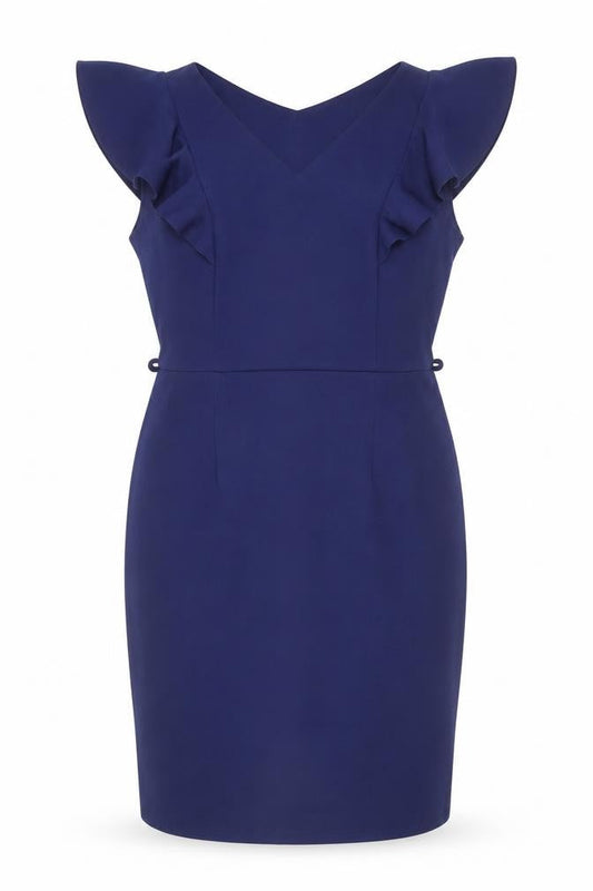 Dorothy Perkins Women’s Blue Size 12 Sheath Ruffle Dress