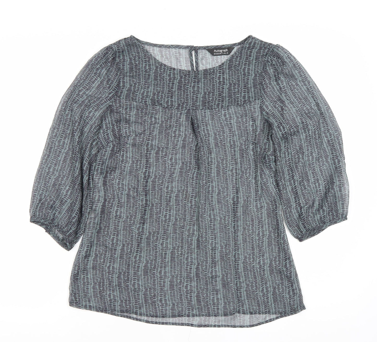 Marks and Spencer Women’s Grey Print Blouse UK 8 Chiffon 3/4 Sleeve