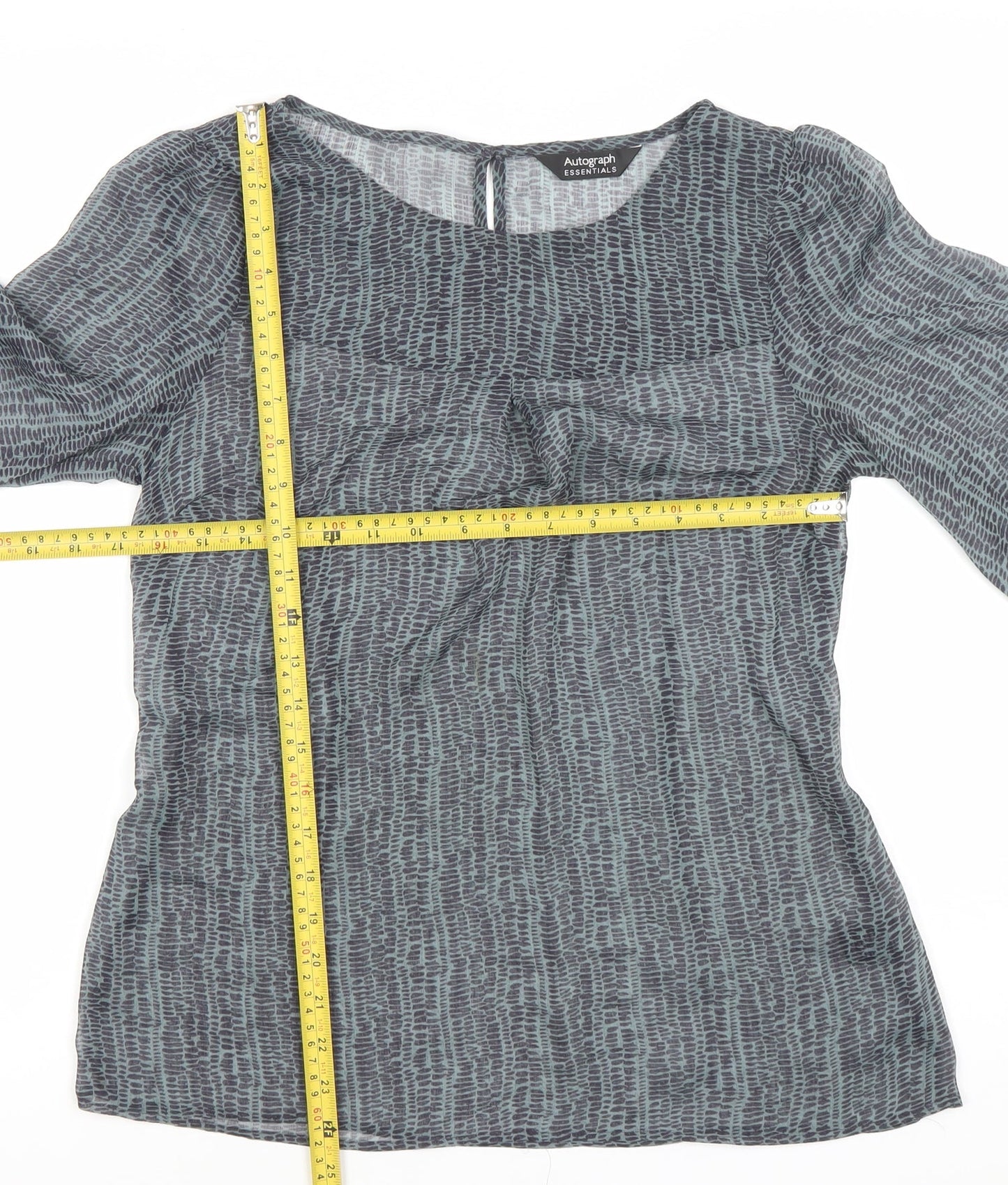 Marks and Spencer Women’s Grey Print Blouse UK 8 Chiffon 3/4 Sleeve