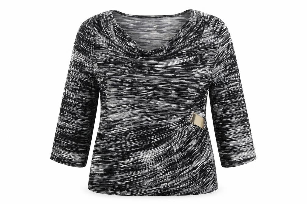 Episode Women’s Black XL Cowl Neck 3/4 Sleeve Blouse
